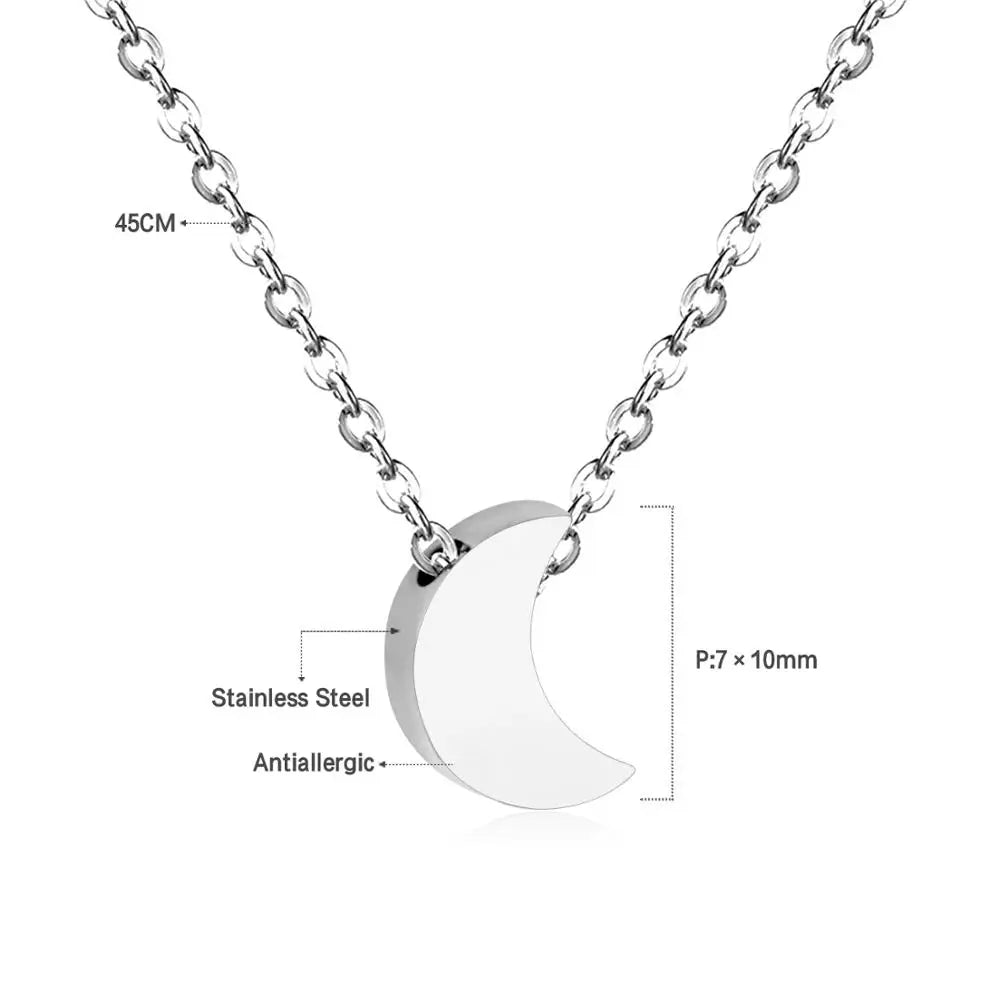 LUXUKISSKIDS Heart Star Moon Pendant Necklaces Tiny Charms Stainless Steel Choker Women/Girls Y2K Sweater Boho Jewelry Collares