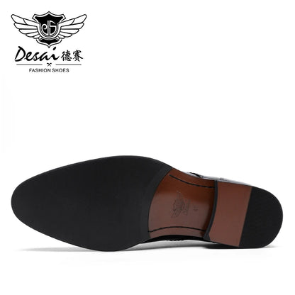 Desai Men's Shoes Genuine Leather British Toe Carved Business Shoes For Men Classic Dress Formal Wedding 2021 New