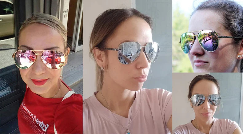 High Quality Pilot Sunglasses Women Polarized UV400 Sunglass Mirror Vintage Sun Glasses 2020 Sunglasses Woman okulary With Box