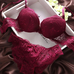 Women's Push Up Embroidery Lace Floral Bra Sets Panties Underwear 5 Colors