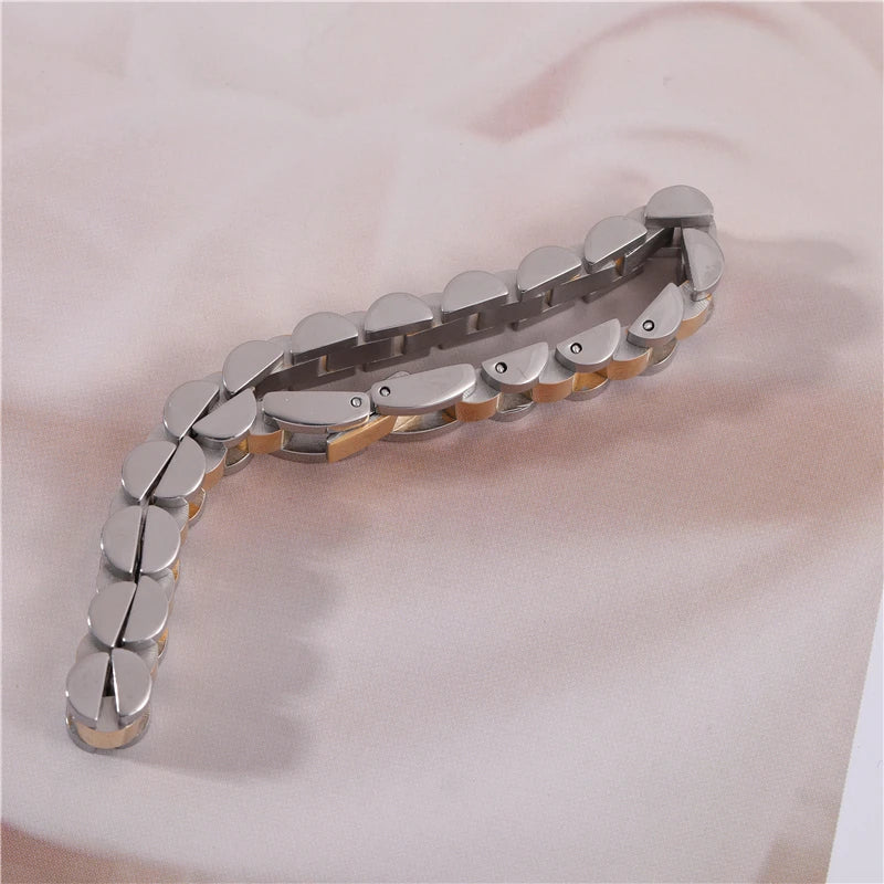 Joolim Jewelry Wholesale Waterproof&No Fade Fashion Chunky Watchband Adjustable Stainless Steel Bracelet High End PVD for Women