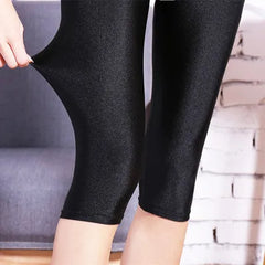 women summer knee length capris lady slim fitted skinny lace short legging big size