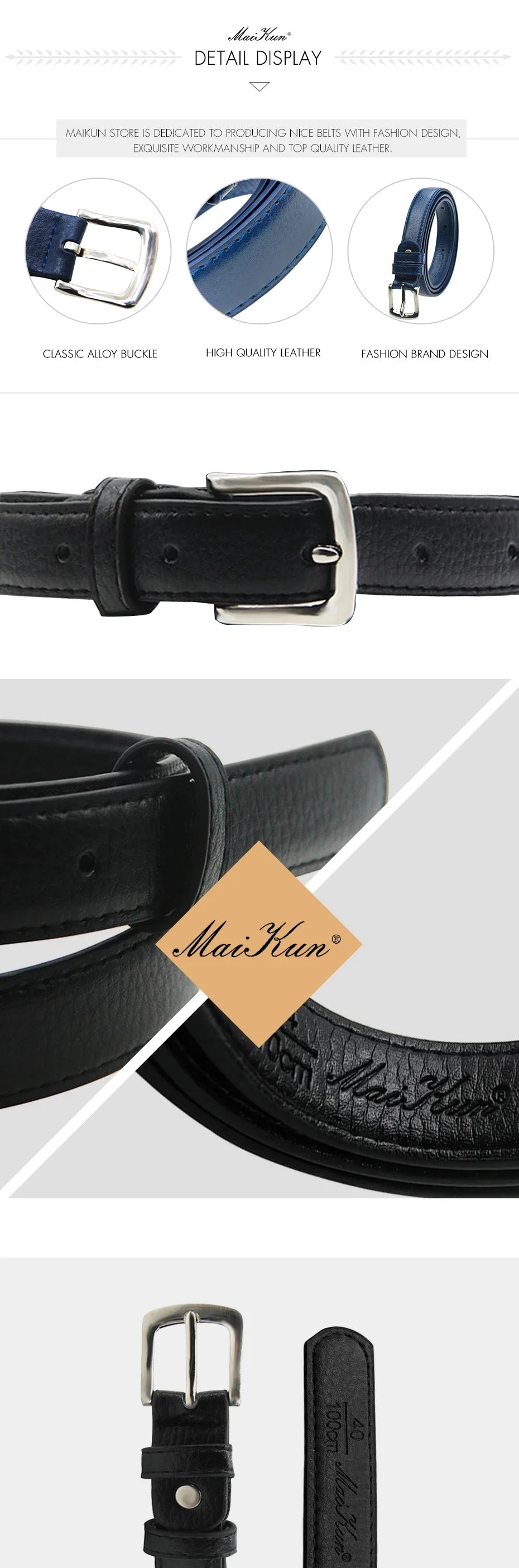 MaiKun Women's Skinny Leather Belt Solid Color Pin Buckle Simple Small Size Suit Business Casual Waist
