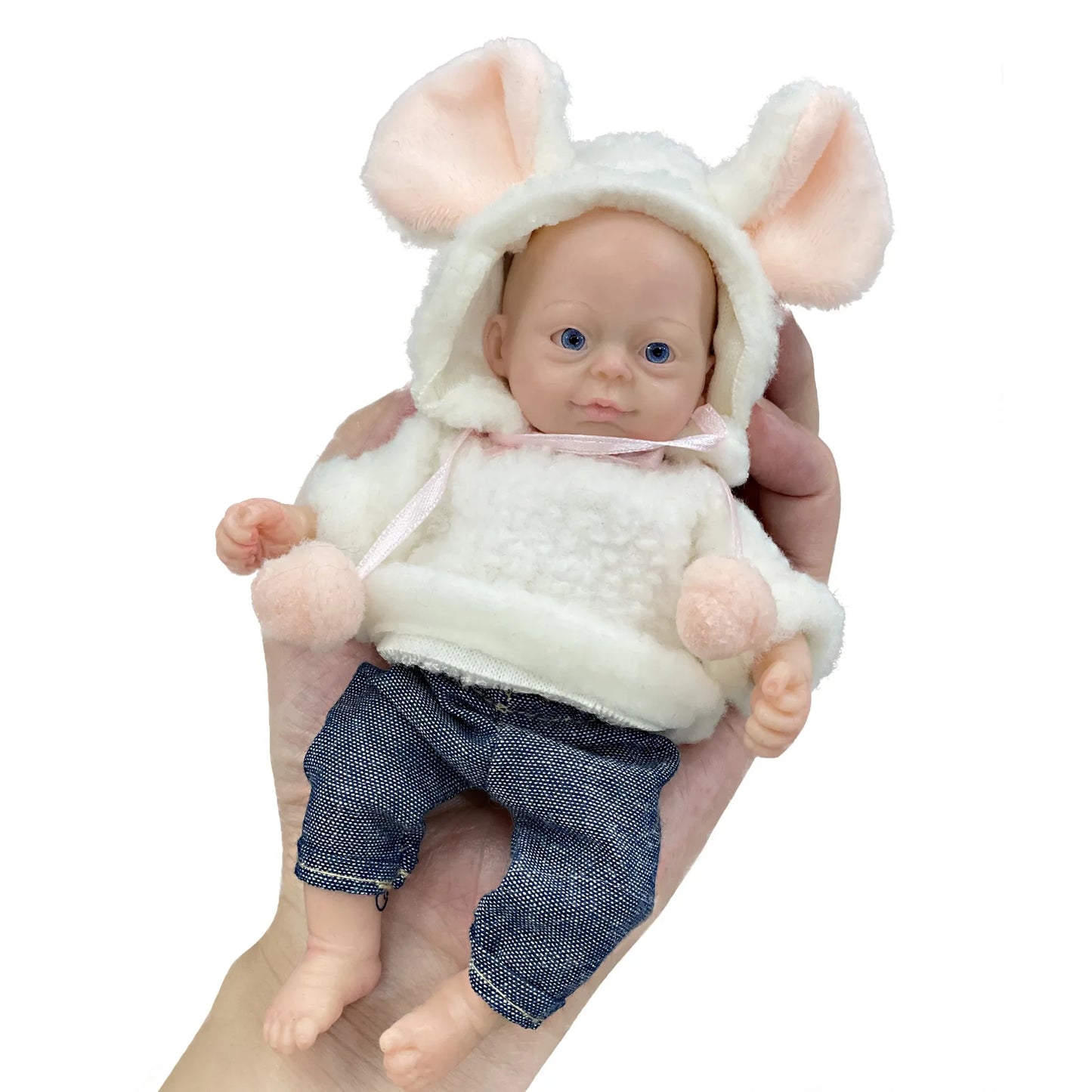 AnjoDoll Lovely 6 Inch Palm Newborn Babies Full Body Silicone Boys Reborn Dolls Bebe Reborn Corpo De Silicone Inteiro