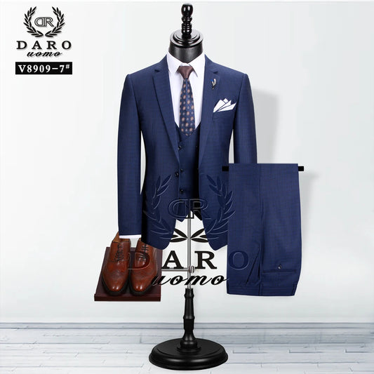 Men Suit Style Blazer Vest 3Piece Blue Grey Slim Fit Fashion Suit  Business