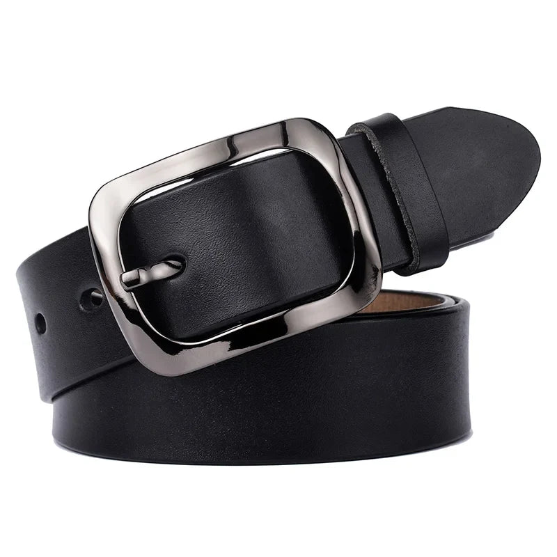 VATLTY 3.2cm Genuine Leather Belt for Women Natural Cowhide Metal Buckle Casual Jeans Trousers Belt Female Waistband Gifts