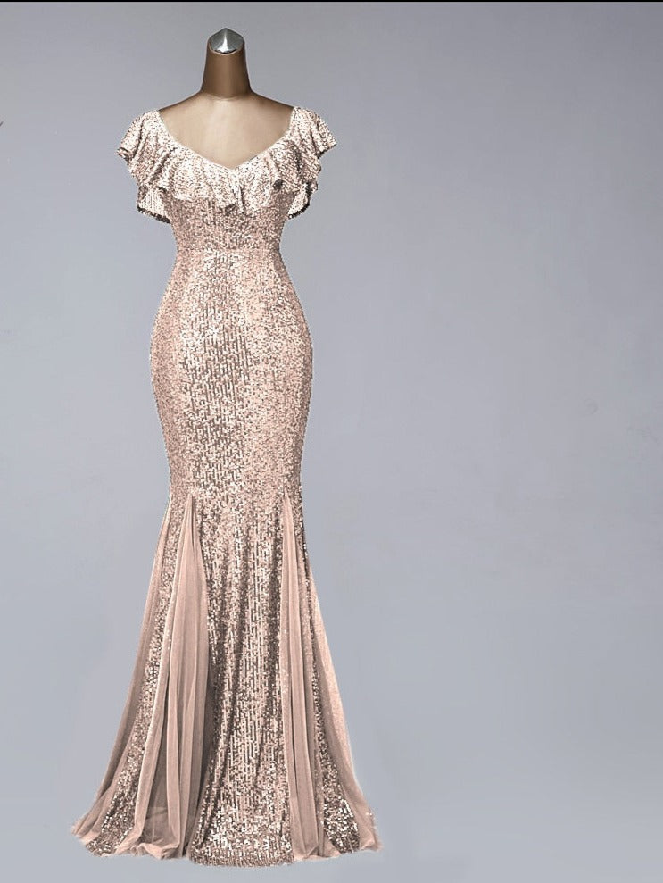 Evening wear Dresses: V-neck evening dresses long formal dress women