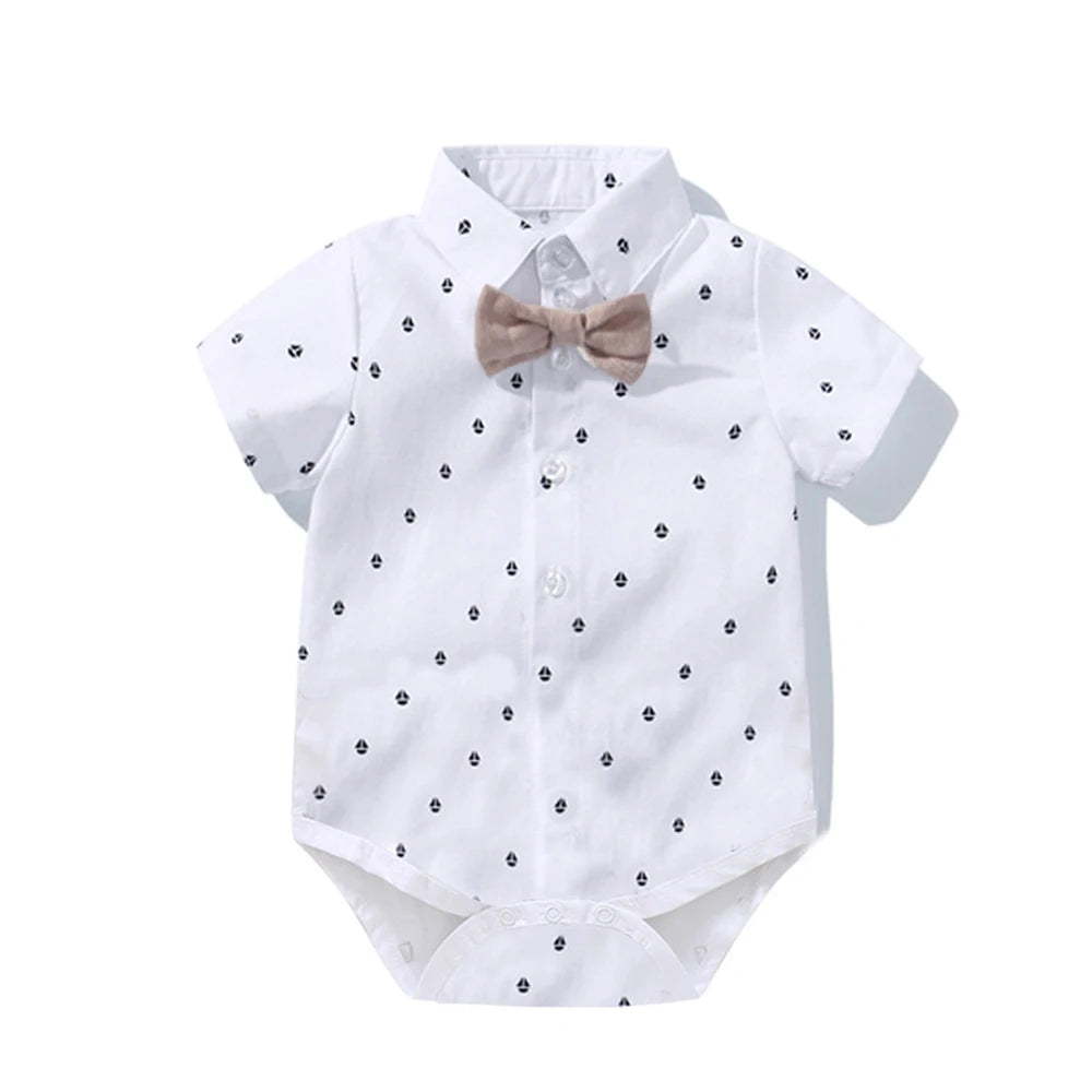 Baby Boy Clothing Suit Newborn Handsome Romper Bow Set Birthday Festival Gift Jumpsuit Hat Toddler Boys Wedding Outfit Dress