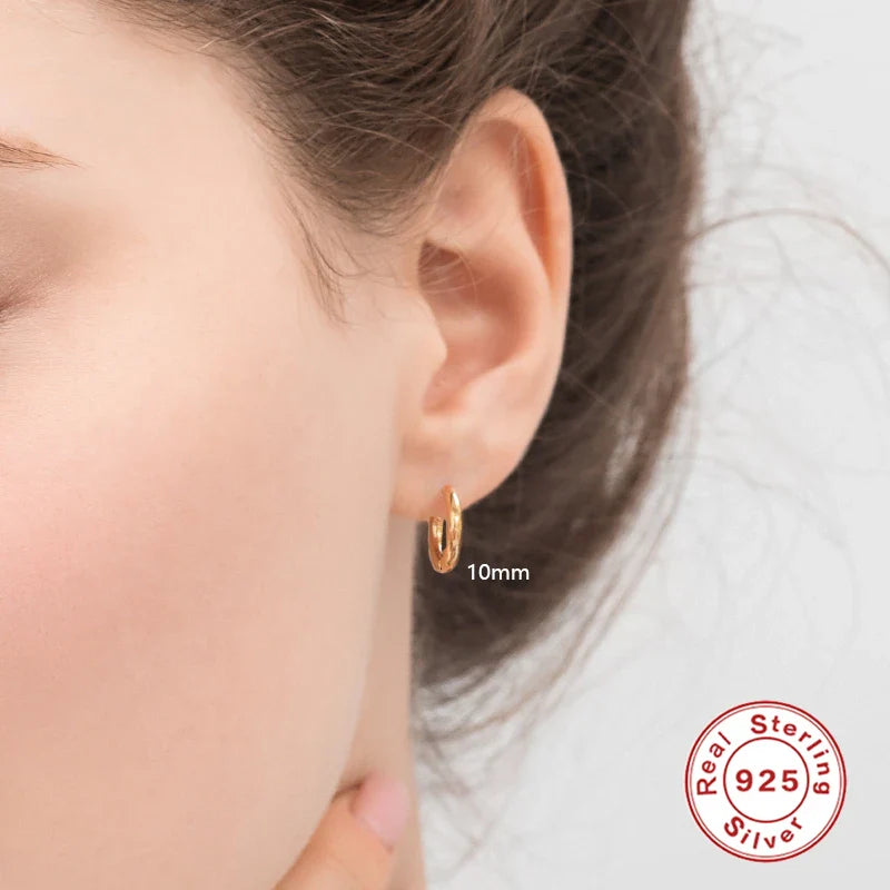 100% Real S925 Sterling Silver Jewerl Hoop Earrings For Women Girls Trendy O Shape Round Cirle Earring orecchini donna joyeria