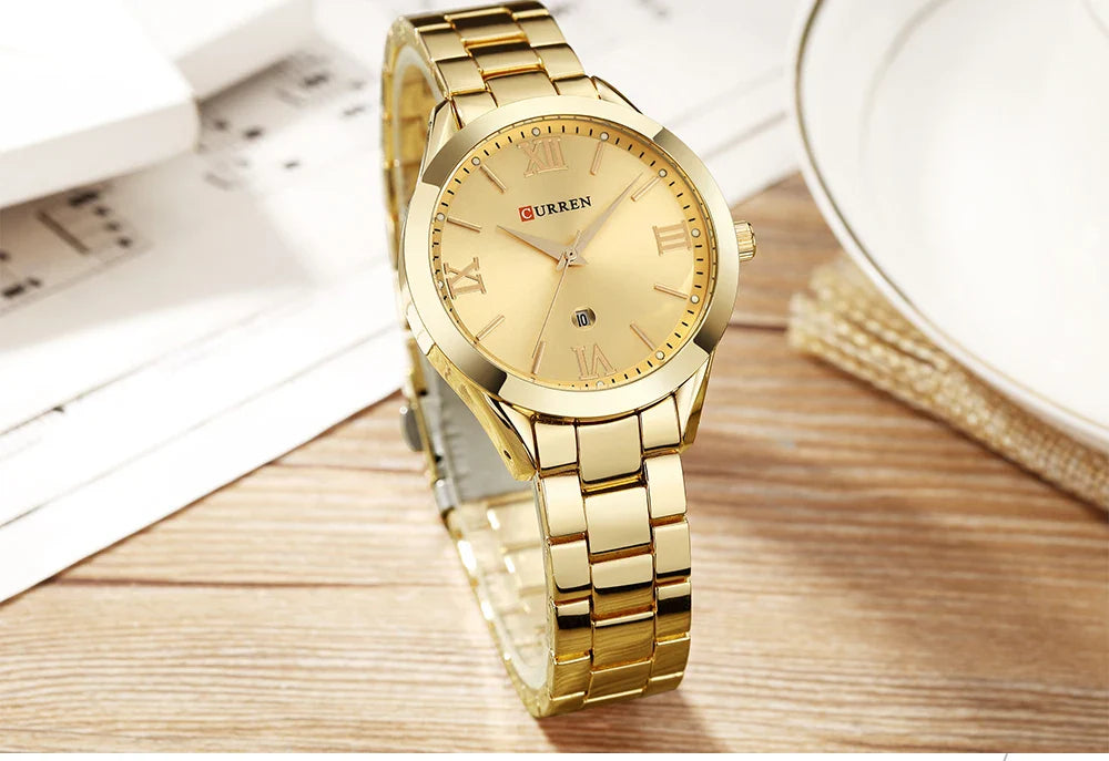 CURREN Ladies Watch For Women Fashion Retro Female Waterproof Watch Steel Quartz Watch For Women Christmas Relógio Feminino 9007