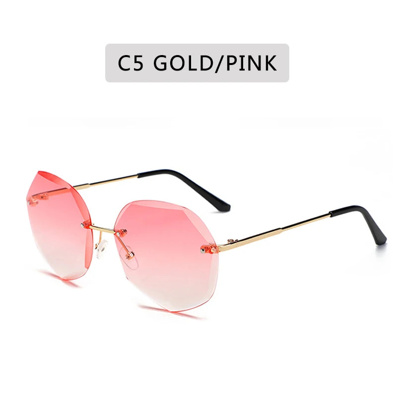 Sunglasses Women Ocean Water Cut Trimmed Lens Metal Temples Sun Glasses