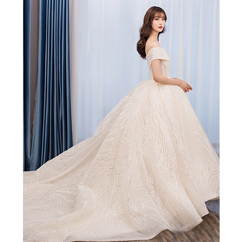 White Bridesmaid Dresses: Wedding Dress Bride Off The Shoulder Wedding Ball Gown Dress