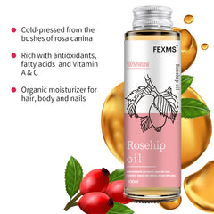 Seed Oil, 100% Pure Organic Unrefined Cold Pressed Anti Aging Rose Hip Moisturizer For Hair Skin & Nails