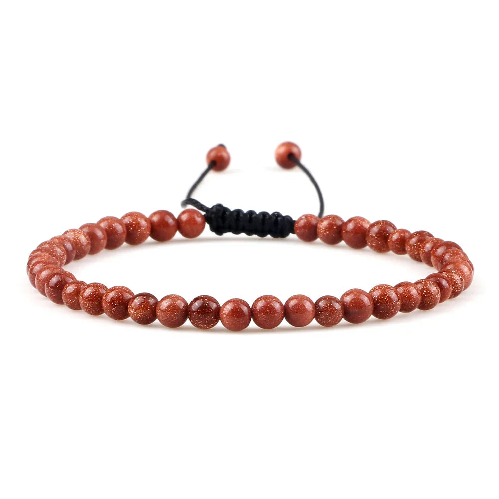 Adjustable Mini Natural Stone Lava Tiger Eye Beaded Bracelets & Bangle for Women Men Chakra Beads Braided Bracelet Charm Jewelry