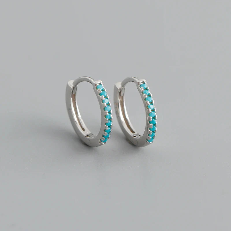 WANTME New Arrival Fashion Korean Blue Zircon Spike Geometric Stud Earrings for Women Real 925 Sterling Silver Gothic Jewelry