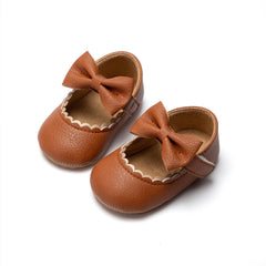 Shoes Infant Toddler Bowknot Non-slip Rubber Soft-Sole Flat PU First Walker