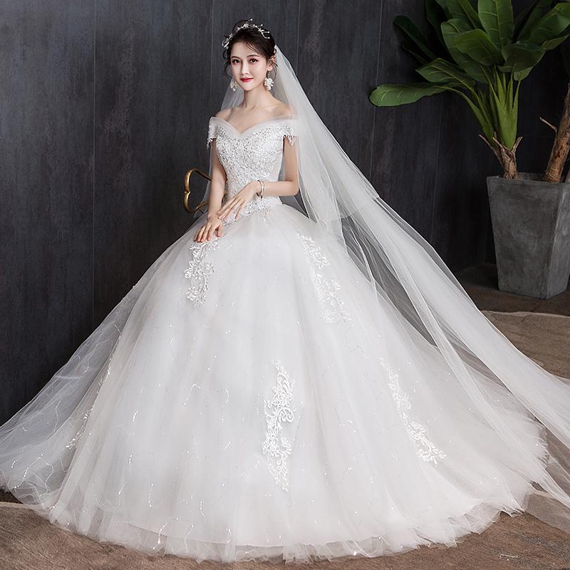 White Bridesmaid Dresses: Off The Shoulder Wedding Dress light Appliques Pearls