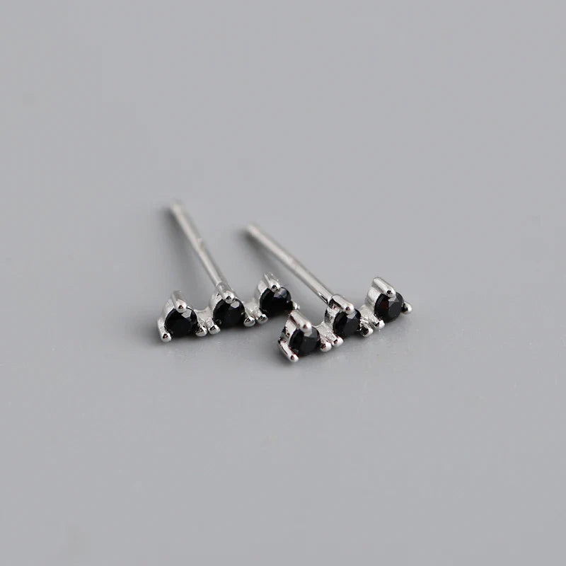 WANTME New Arrival Fashion Korean Blue Zircon Spike Geometric Stud Earrings for Women Real 925 Sterling Silver Gothic Jewelry