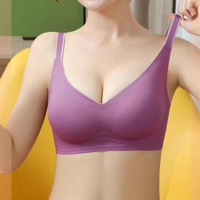 plus size women's underwear seamless no steel ring  bra push-ups comfortable