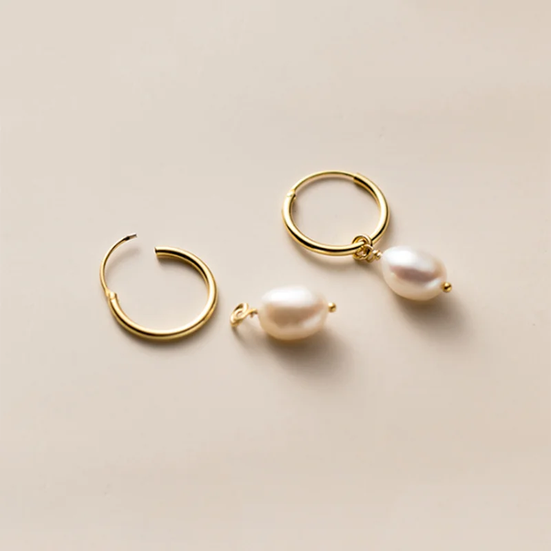 WANTME Genuine 925 Sterling Silver Natural Freshwater Baroque  Pearl Unusual Earrings for Women Chic Charming Goth Jewelry 2021