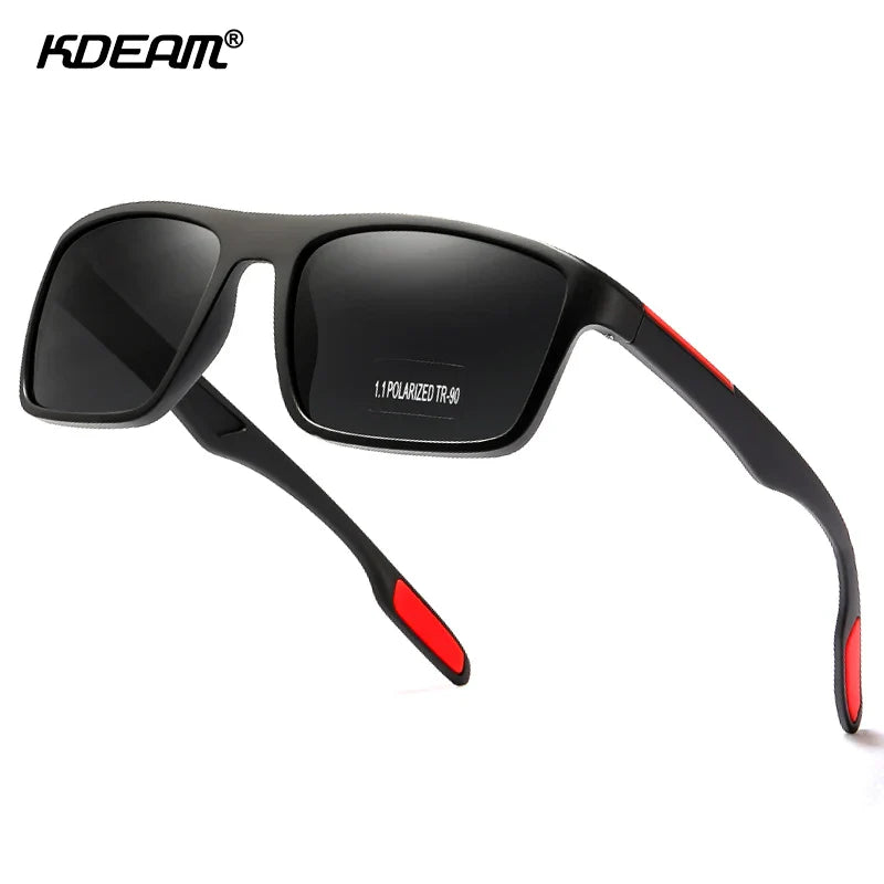 KDEAM Rectangular Ultra Light Sports Sunglasses Men Polarized TAC 1.1mm Thickness Lens Driving Sun Glasses Women Cat.3