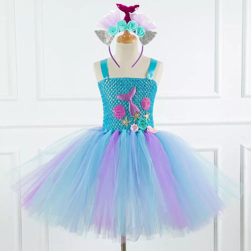 Girls Mermaid Candy Dress Kids Lollipop Modeling Frock Baby Girl Performance Costumes Summer Children Birthday Party Clothes