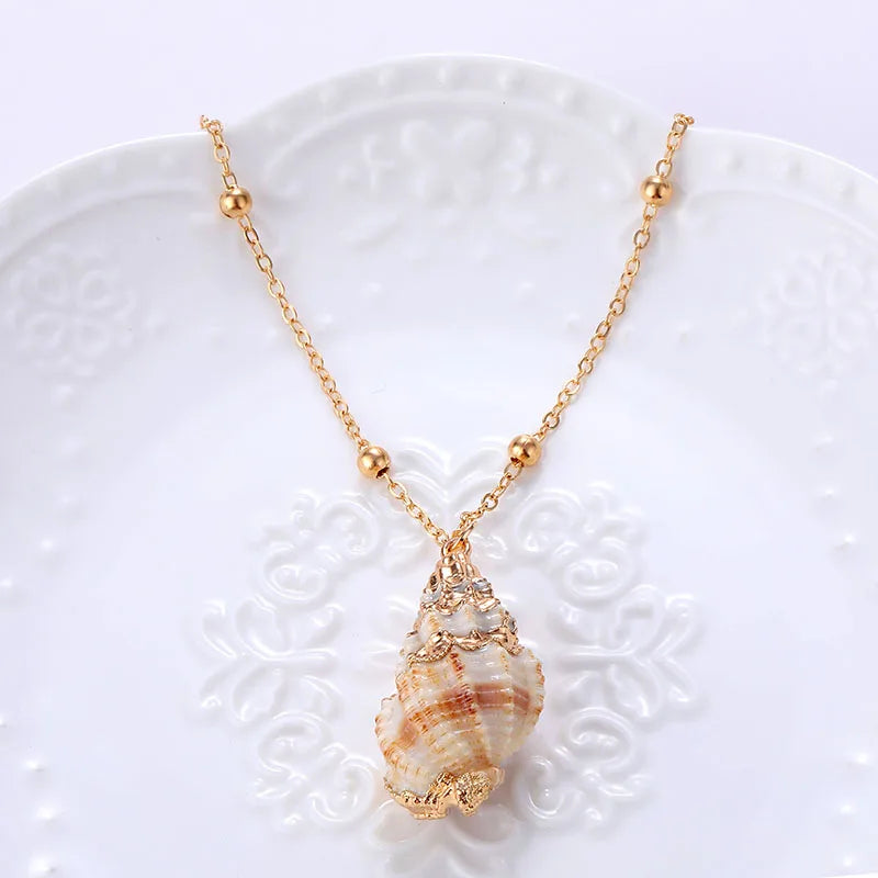 Bohemia Conch Shells Necklace Sea Beach Shell Pendant Necklace For Women