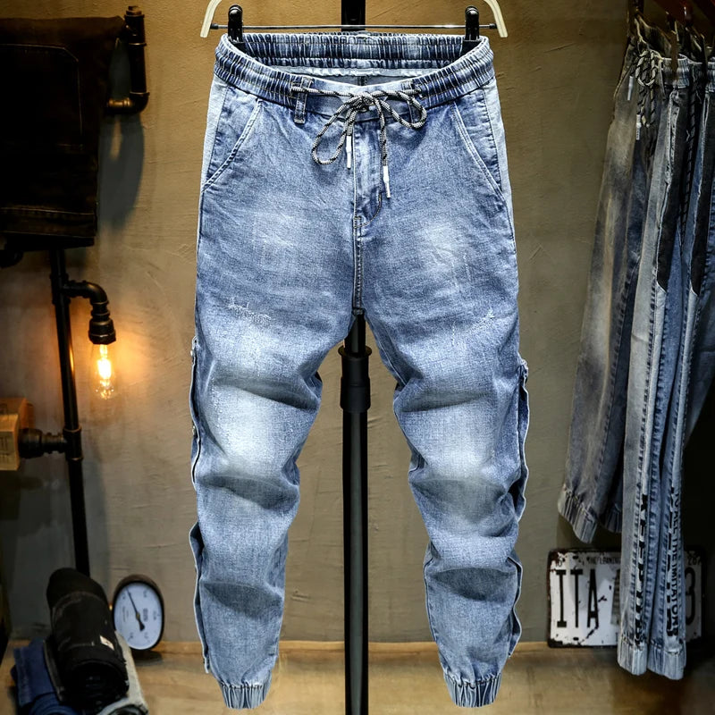 Oversize Jeans Men Harem Pants Wide Leg Loose Fit Tapered Jeans Male Joggers