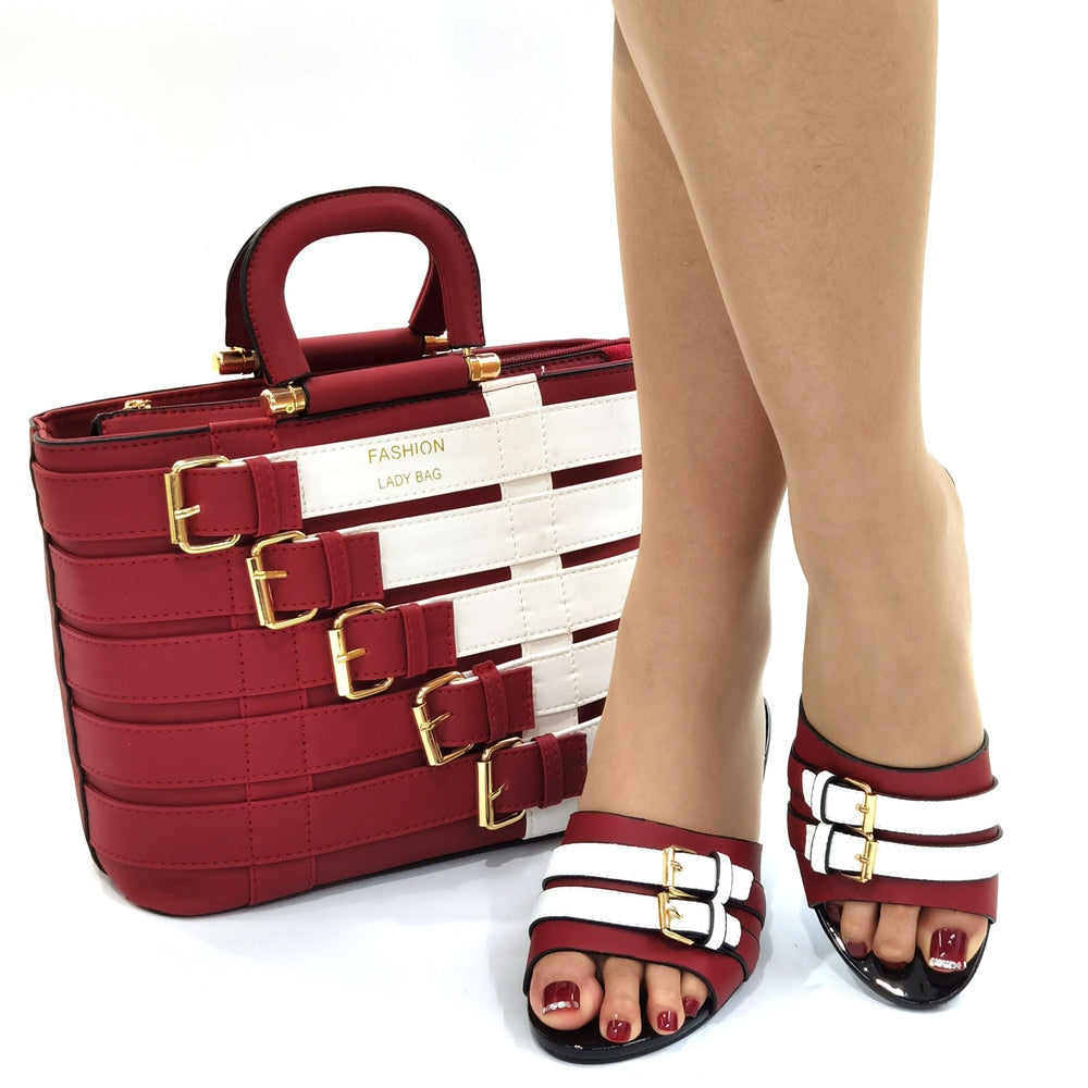 Italian design Shoes with Matching Bags Set Decorated