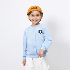 Children Outerwear Cartoon Animal Head Embroidery Knited Cardigan for Kids Boy Girl