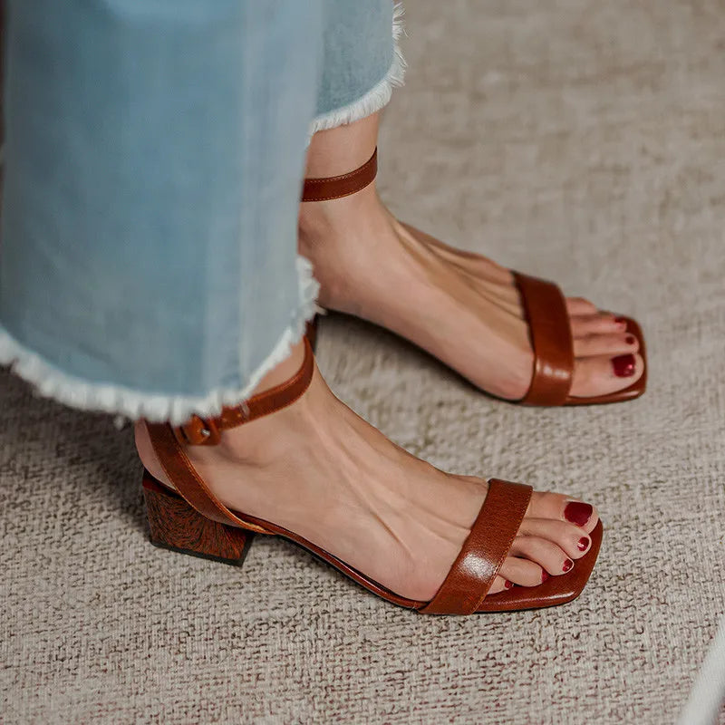 FEDONAS Brand Design Women Sandals Genuine Leather 2023 Summer Metal Buckle High Heels Pumps Wedding Office Lady Shoes Woman