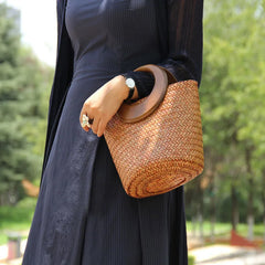 woven handbags Seaside vacation bag rattan Bucket bag