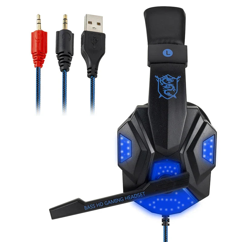 Wired Gaming Headphones With Microphone Led Light For Computer PS4 PS5 Xbox