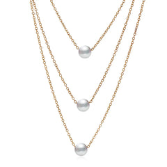 Double Layer Necklace For Women Imitation Pearl Crystal Heart Pendant Chokers