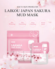 5pcs Japan Sakura Mud Face Mask Anti Wrinkle Night Facial Packs Skin Clean Dark Circle Moisturize Anti-Aging For Facecare