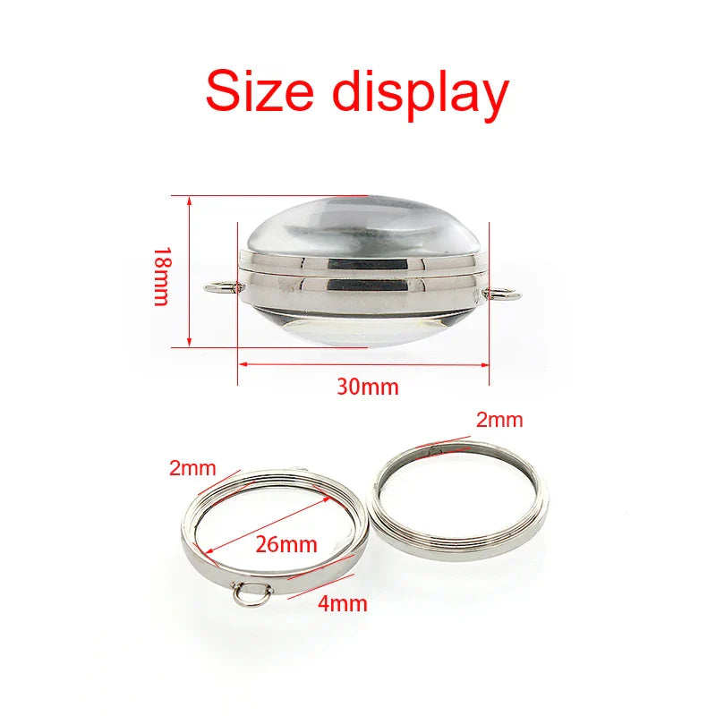 13pcs 17mm 23mm 28mm Women Bracelet Floating Locket Double Curved Glass Living Memory Locket Stainless Steel Jewelry Medallion