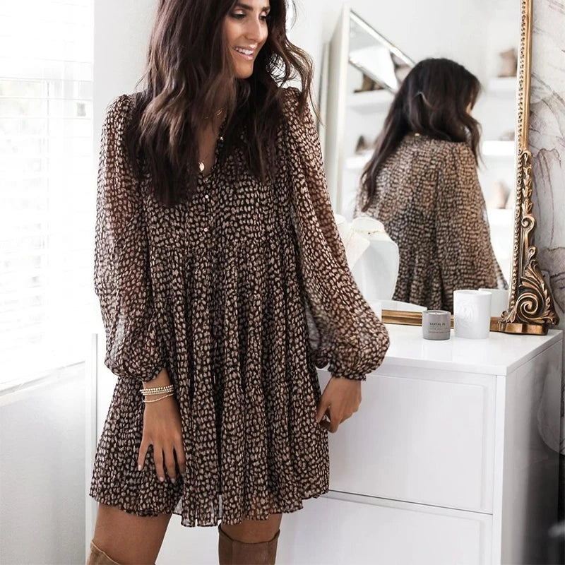 Formal attire Dresses: Women Dress Casual V-neck Long Sleeve Dress