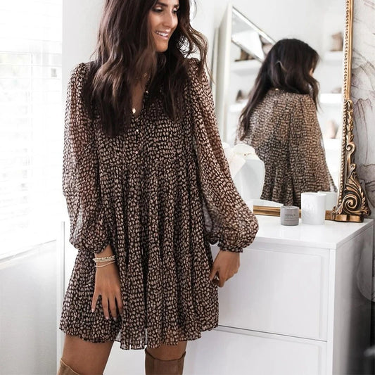 Formal attire Dresses: Women Dress Casual V-neck Long Sleeve Dress