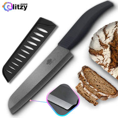 Ceramic Knife 3 4 5 6 inch Serrated Bread Knife Kitchen Black Zirconia Blade Knife