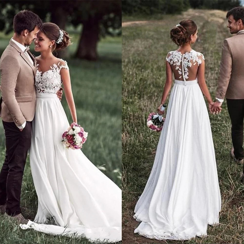 White Bridesmaid Dresses: Elegant Wedding Dress Long Bride Gown