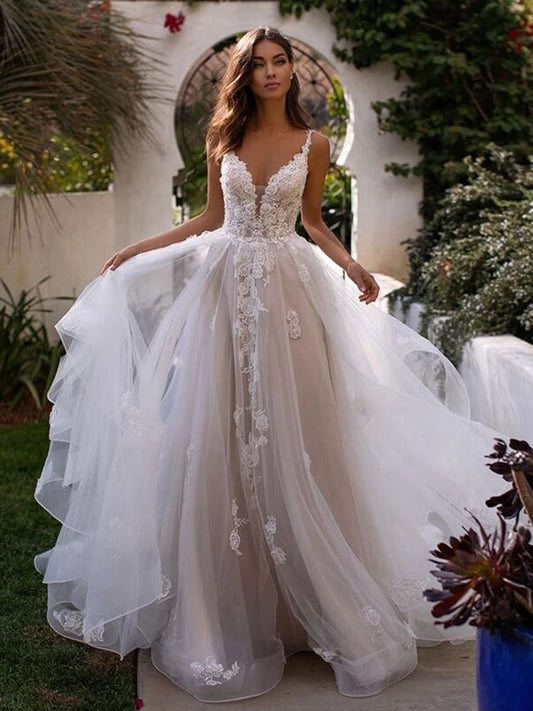 White Bridesmaid Dresses: Wedding Dress 3D Flowers Spaghetti Strap Bride Dresses