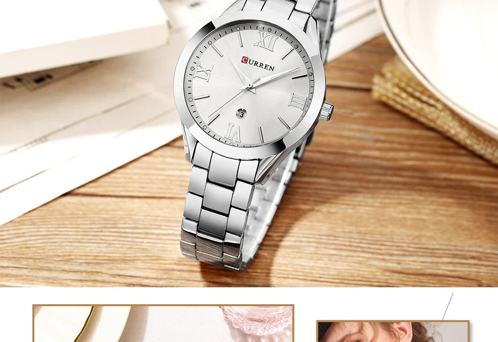CURREN Ladies Watch For Women Fashion Retro Female Waterproof Watch Steel Quartz Watch For Women Christmas Relógio Feminino 9007