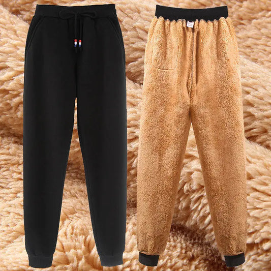 Women Pant Winter Lambskin Cashmere Pants Warm Female Casual Pants Harem Pants