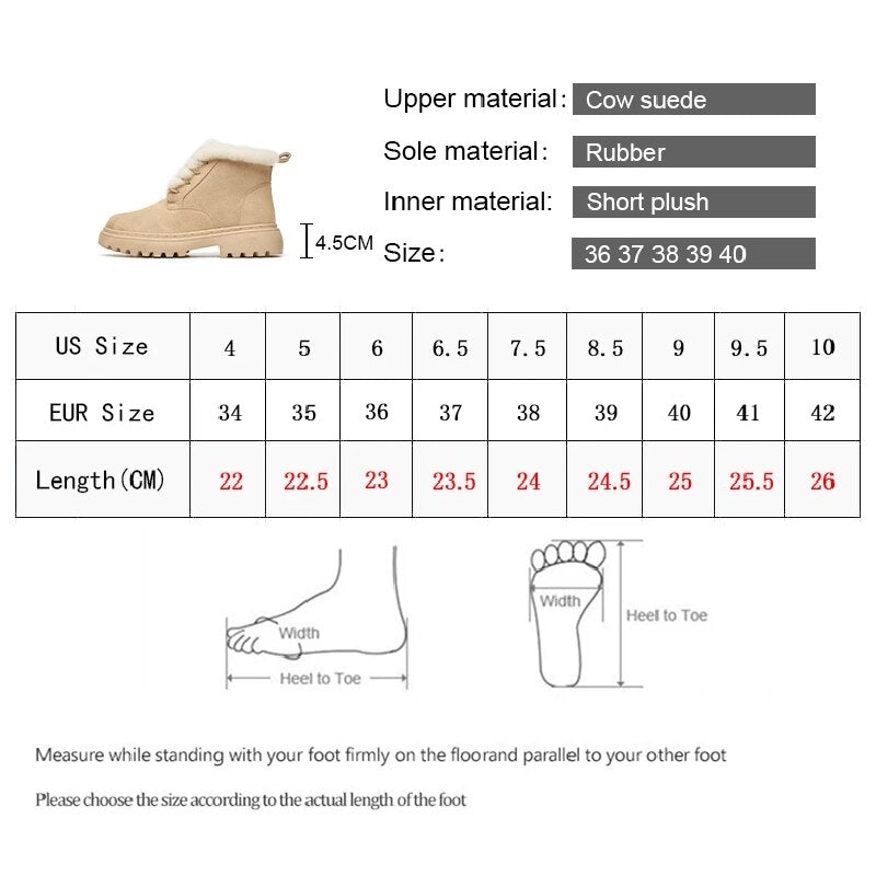 Smile Circle Ankle Boots Women Leather Chunky Boots Natural fur Warm Winter