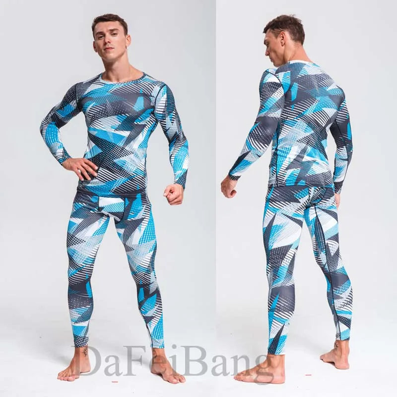 Quick Dry Camouflage Men's Running Sets Compression Sports Suits Skinny Tights Clothes Gym Rashguard Fitness Sportswear Men 2021