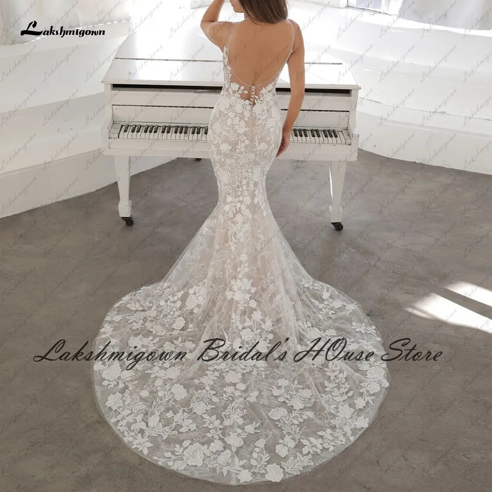 White Bridesmaid Dresses: Vintage Lace 2 in 1 Mermaid Wedding Gowns Backless