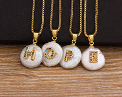 Fashion Initial Alphabet A-Z Letters Natural Freshwater Pearl Pendant Necklace