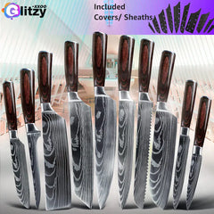 Kitchen Knife Professional Chef Knives Set 7CR17 High Carbon Steel Japanese