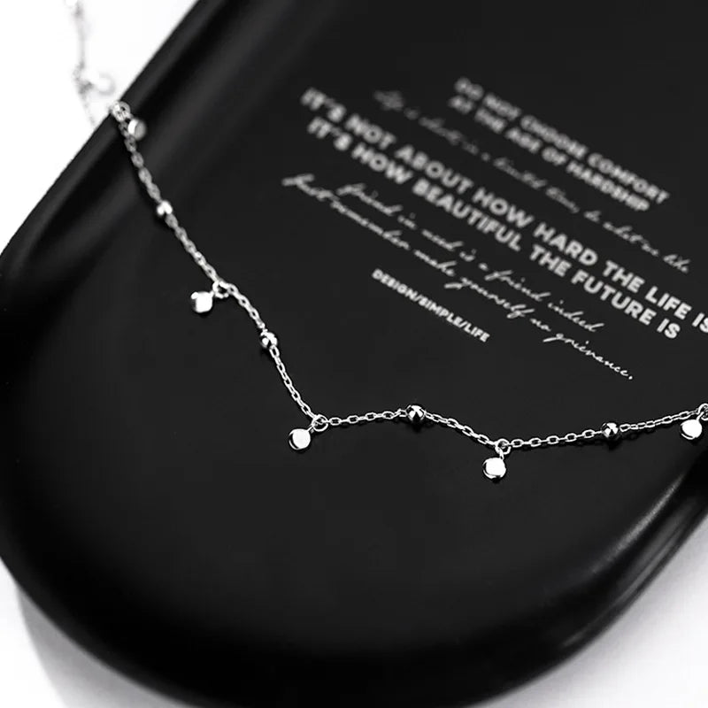 ANENJERY Delicate Jewelry Round Bead Discs Choker Necklace for Women Party Clavicle Chain Necklace Gifts Wholesale S-N695