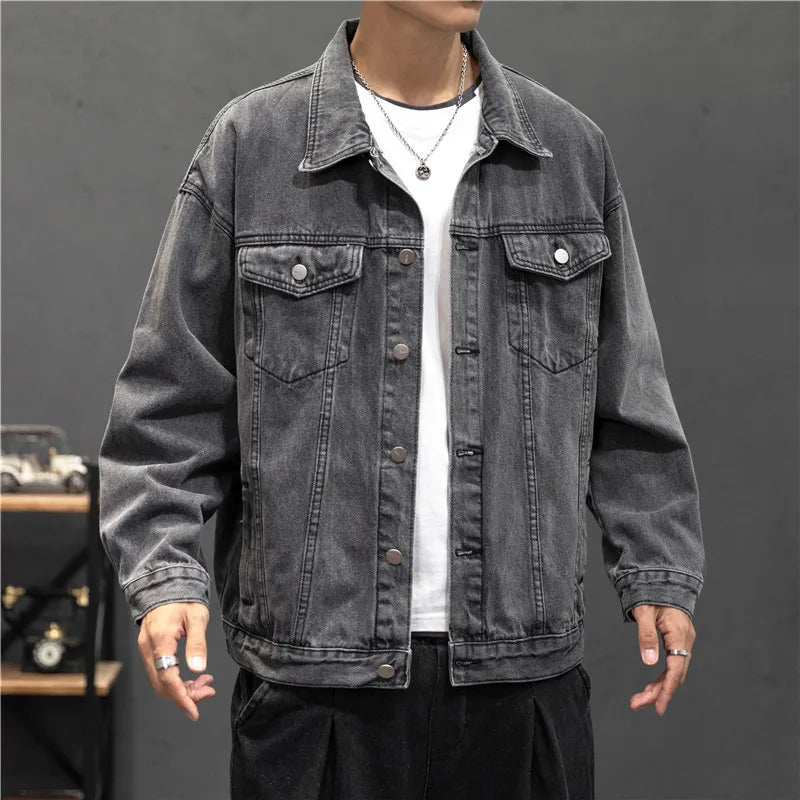 Denim Jacket Men Vintage Jean Coats Streetwear Fashion Jean Jacket Men